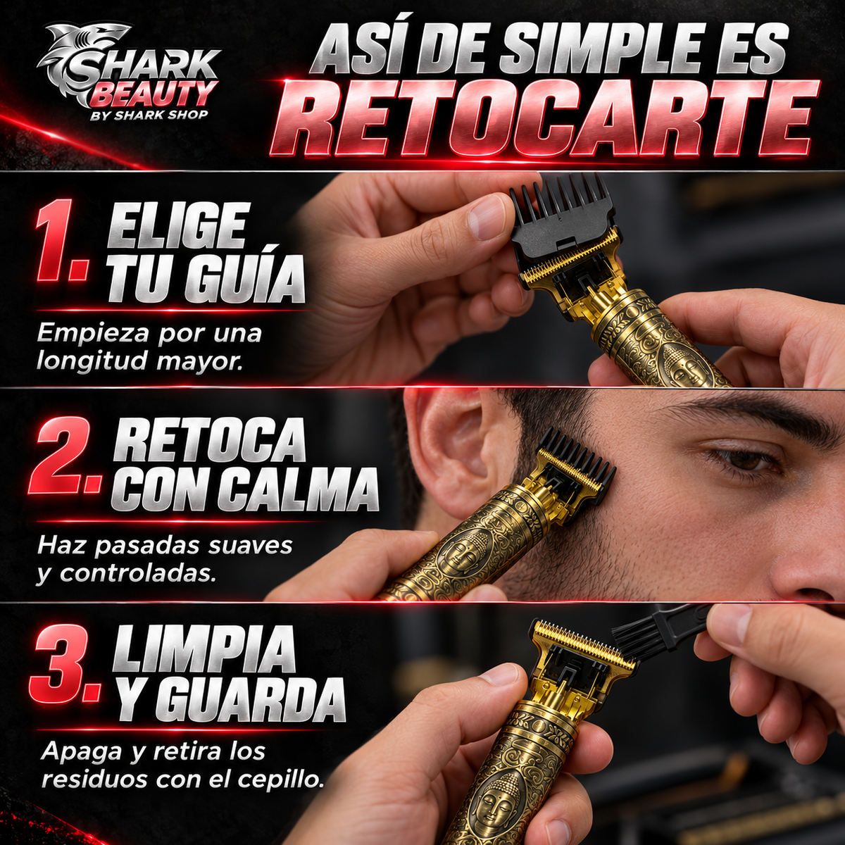 Afeitadora Inalámbrica WAER Buda + 4 Guías