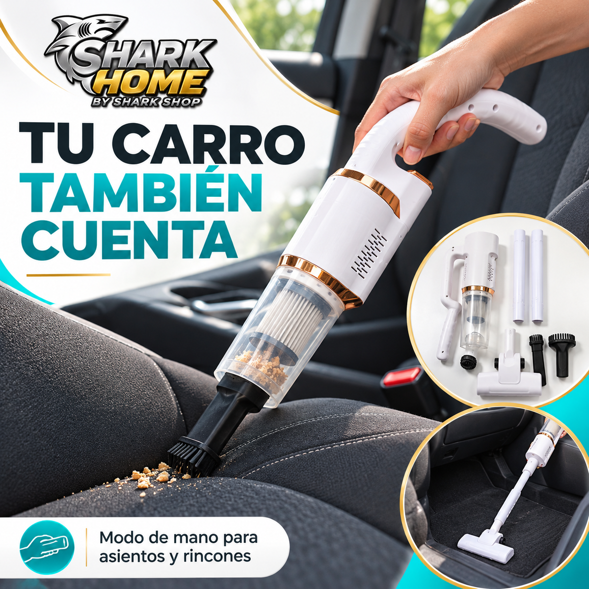 Aspiradora Inalámbrica 2 en 1 para Hogar y Carro