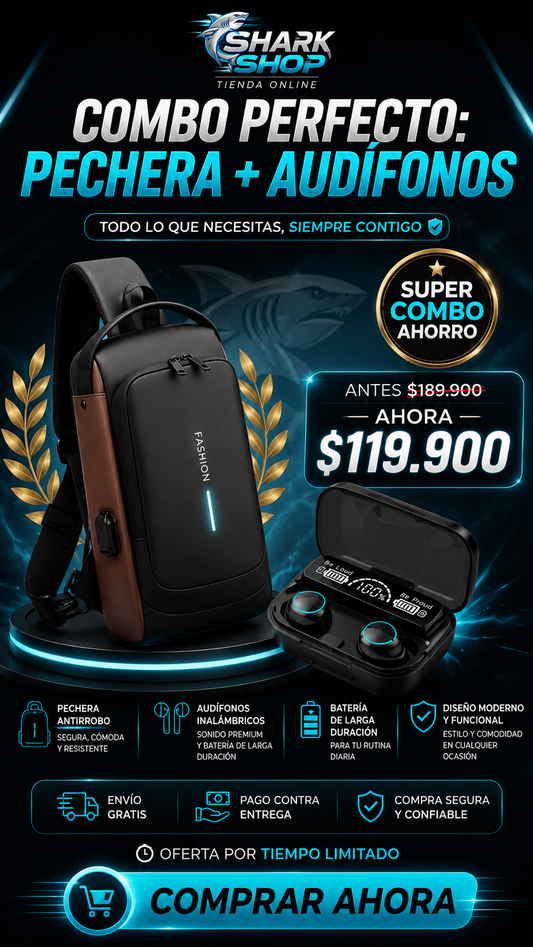 Combo bolso antirrobo + Audífonos M10