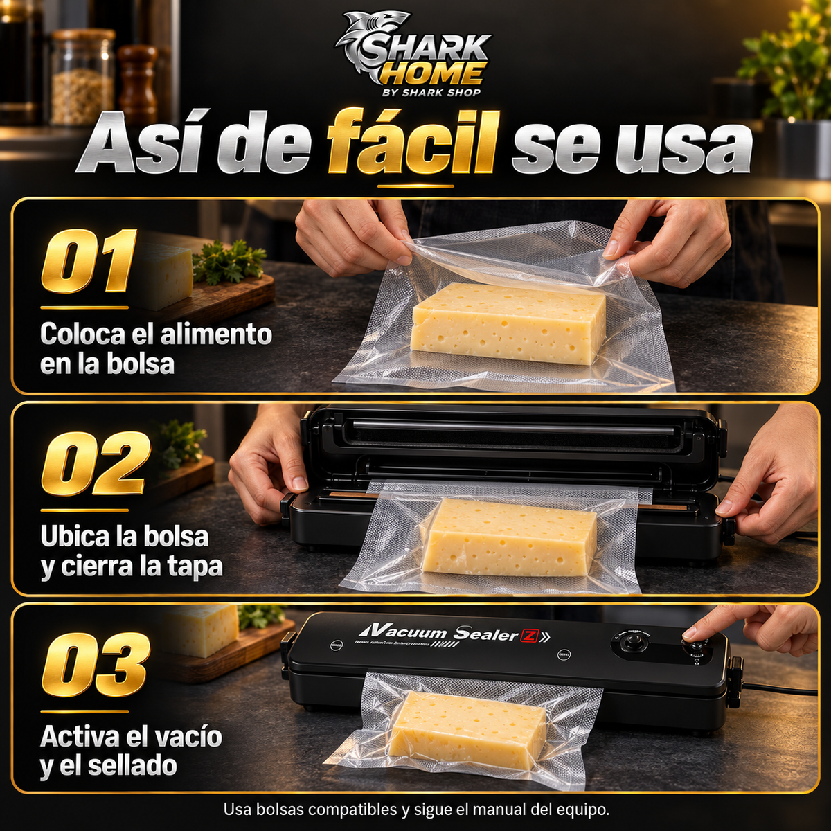 Selladora al Vacío FreshSeal®  + 100 Bolsas