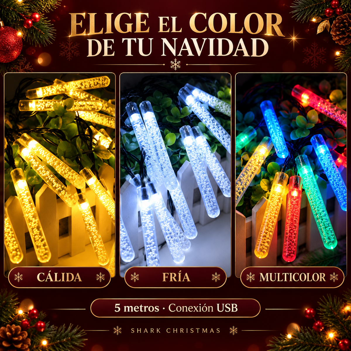 Guirnalda Navideña LED de Burbujas USB