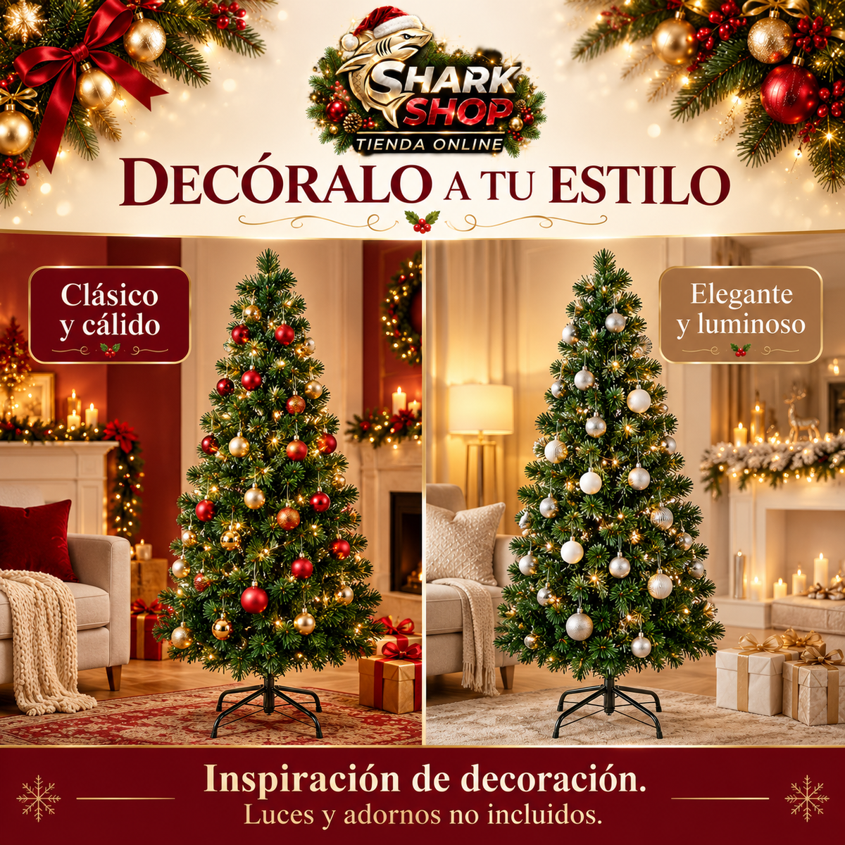 Árbol de Navidad Verde de 1,80 m con Base Metálica