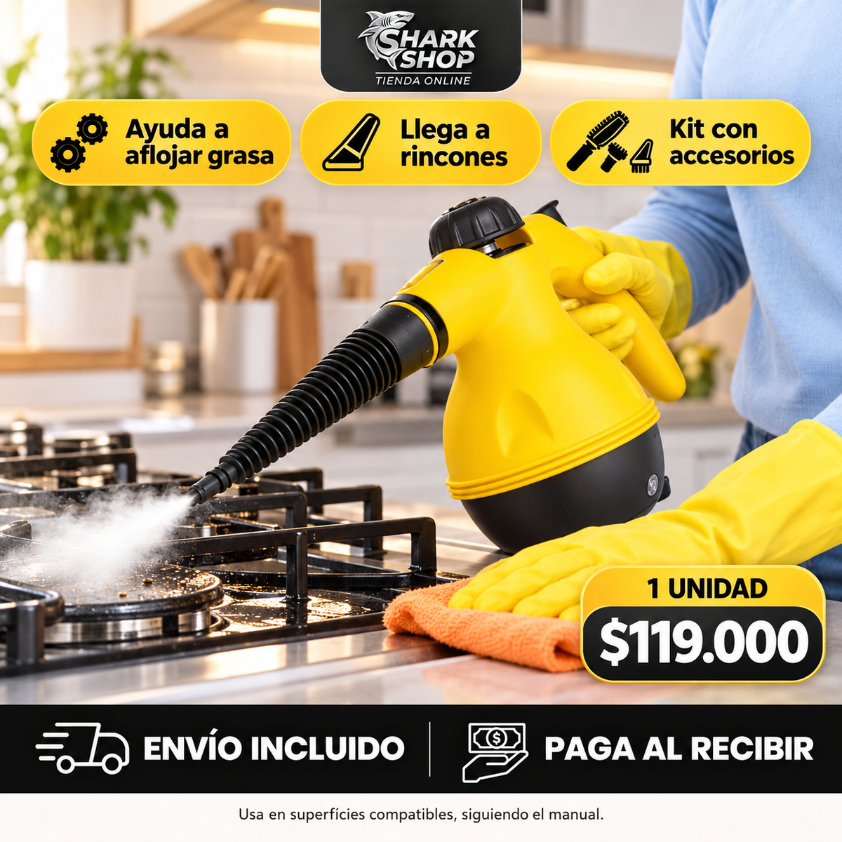 Limpiador a vapor portátil multiusos | Shark Shop