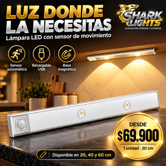 Lámpara LED Magnética con Sensor de Movimiento y 3 Tonos