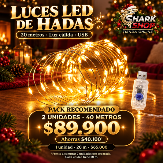 Luces LED de Hadas USB 20 Metros – Luz Cálida