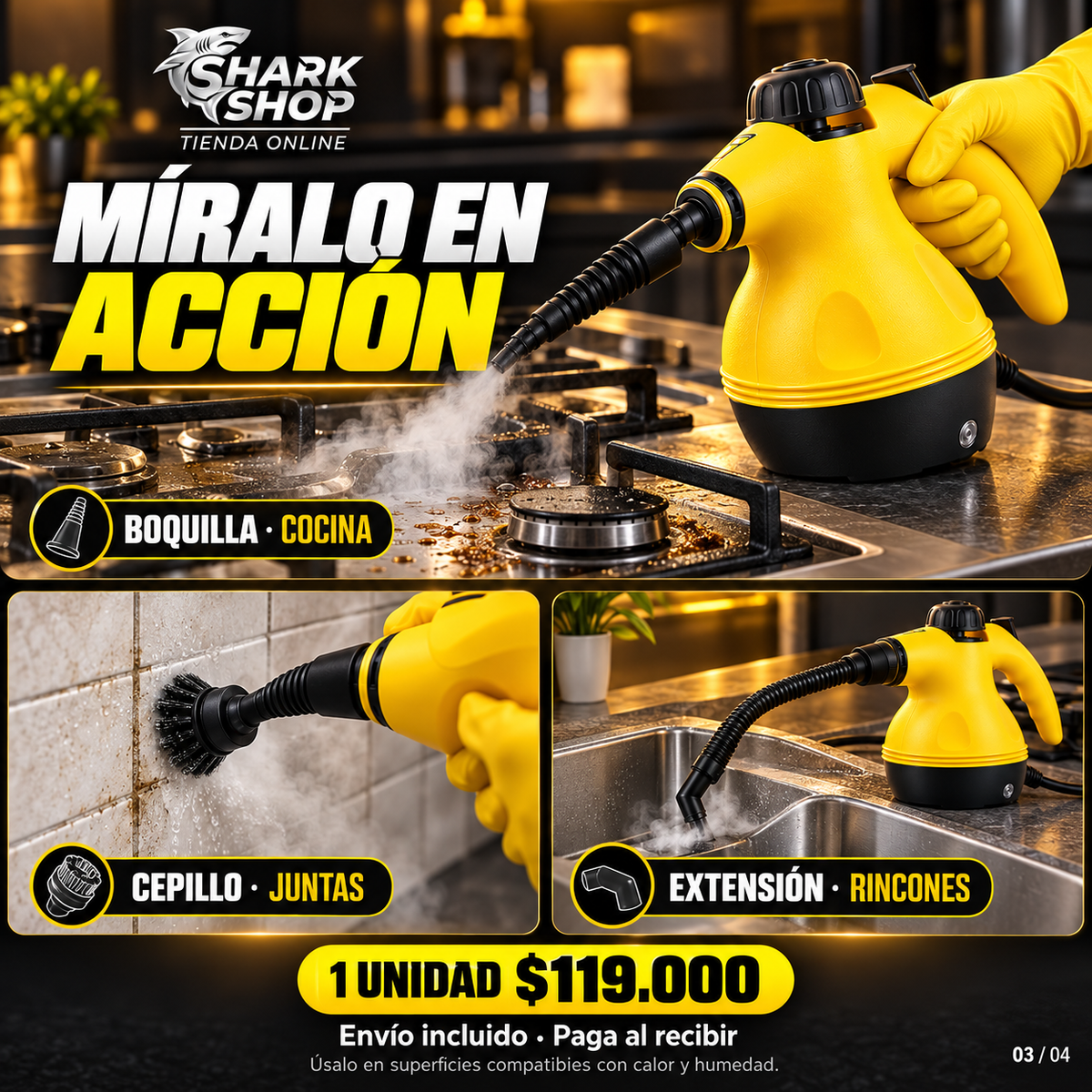 Limpiador a vapor portátil multiusos | Shark Shop